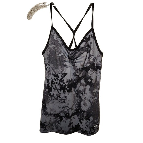 Champion Black Gray Tank Top Shirt Athletic Layered Shelf Bra Womens Large - Picture 1 of 7